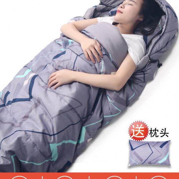 户外睡袋大人便携式旅行全棉防踢被单人露营室内午休防寒四季通用