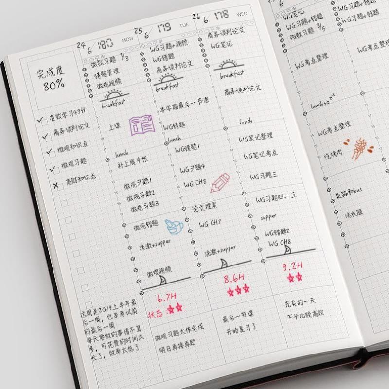 自填日期象限周计划网格手账本计划表A5B5时间Q轴记录本规划日程