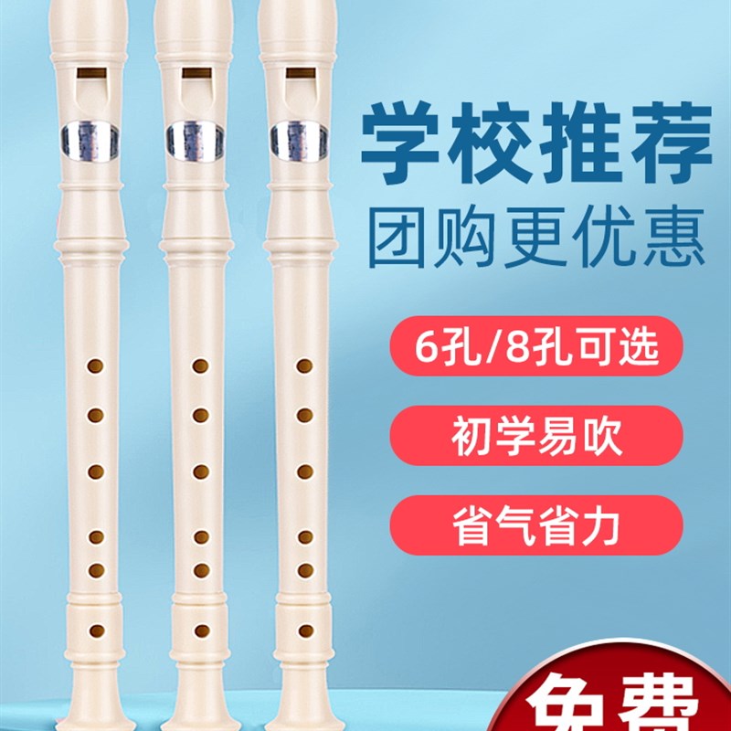 天鹅6孔入门级儿童乐器8孔初级德语H高音教学实践学生课堂录音机