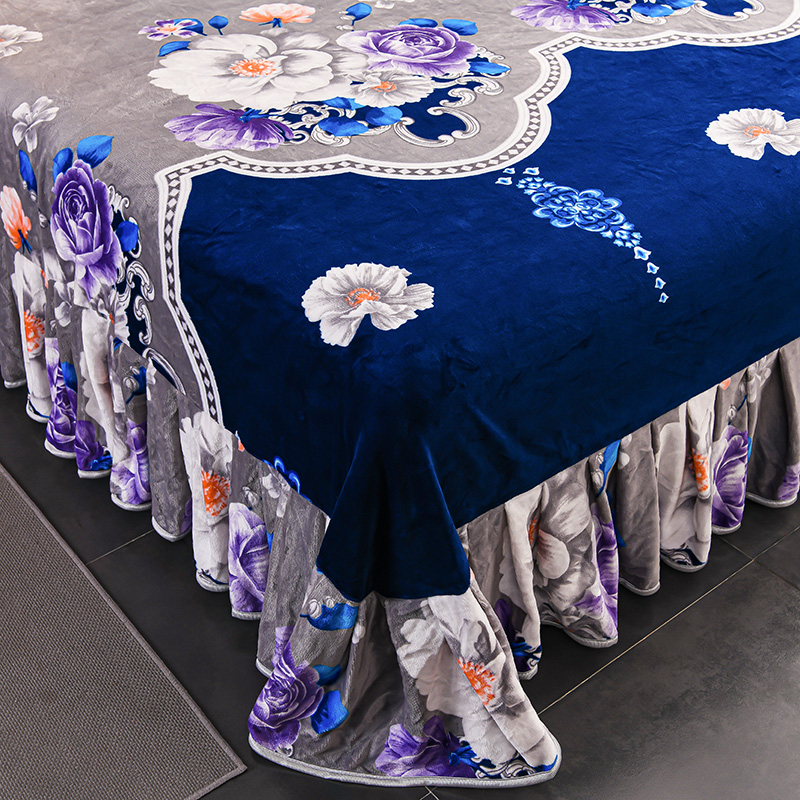 床裙款牛奶绒床单j单件冬季加绒单面毛绒珊瑚绒双人单人被单不掉