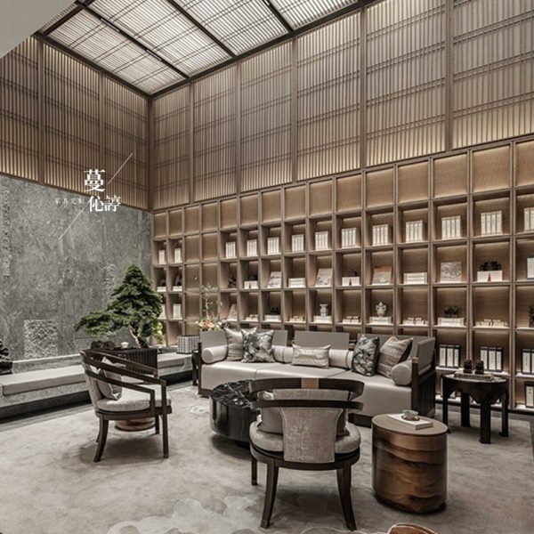 新中式售楼处部洽谈沙发组合轻奢酒店大堂接待会客区卡座家具定制
