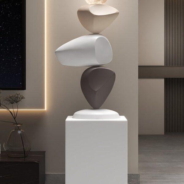 时来运转石头摆件客厅电视柜大型落地装饰品艺术入户高级感寓意好