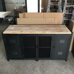 LOFT工业风餐边柜铁艺储物柜子茶水台复古做旧餐厅备Y餐柜酒吧酒