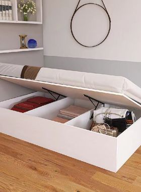 北京实木环保高箱储物收s纳侧开床气压杆单人床无床头简约小户型