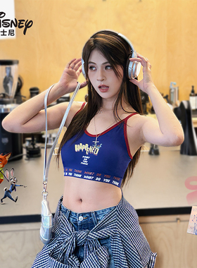 Disney/迪士尼背心女新款吊带胸垫内搭辣妹穿搭修身显瘦美背上衣