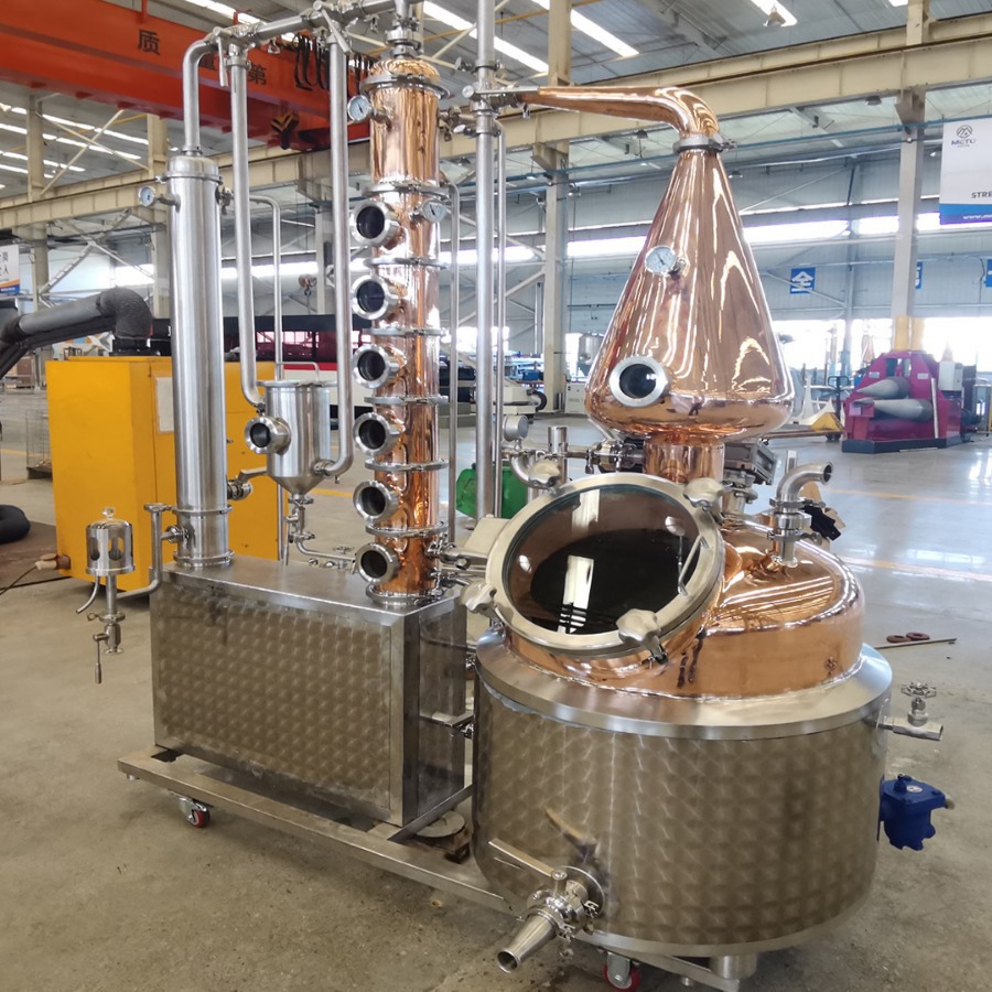 迈拓500l酿酒设备紫铜不锈钢材质蒸馏酒机威士忌/金酒酒厂高产