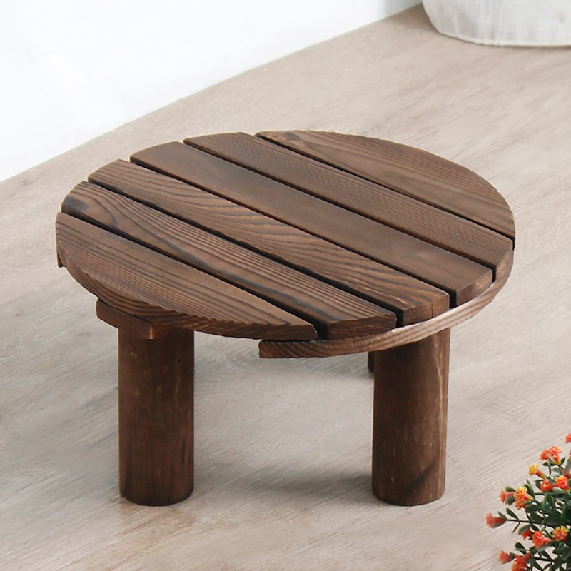 防腐实木复古花架矮o凳装饰置物底托摆设阳台庭院花盆托架盆景底