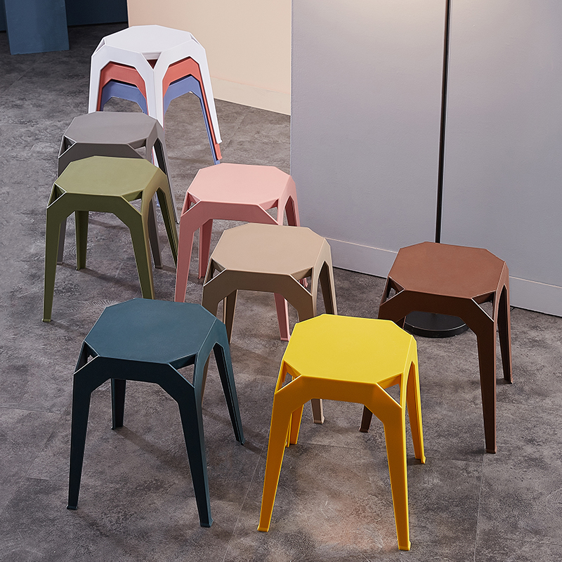 北欧简约小d凳子塑料凳子家用矮凳懒人时尚创意加厚板凳可叠放餐