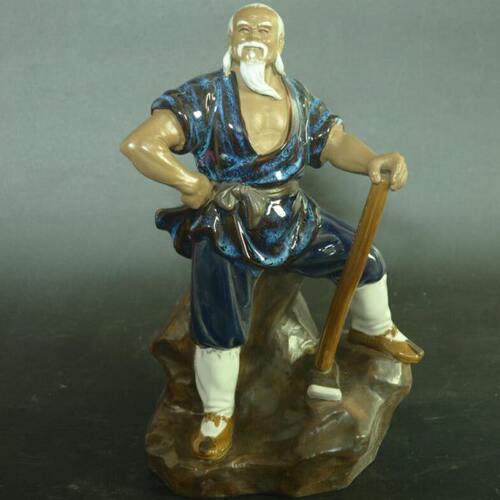 石湾公仔陶瓷老愚公移山摆件家居饰品书房电视柜玄关老农民摆设