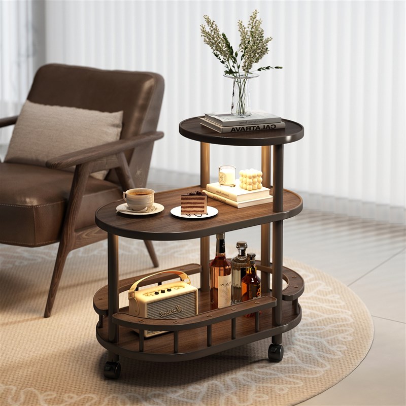 移动边几带轮置j物架多层收纳架阳台家用可移动茶几轻奢高级感角