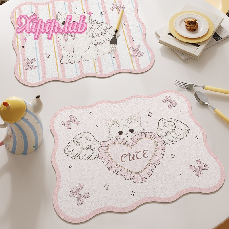xipiplab卡通可爱厨房台面沥水垫F韩系皮革吸水隔热餐垫防烫餐盘
