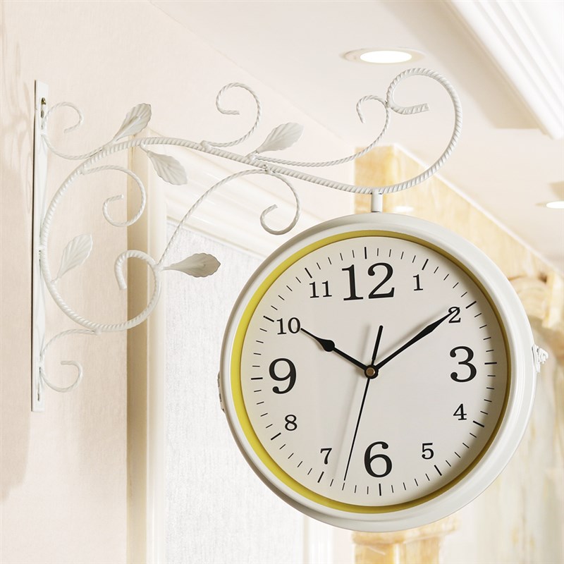 北欧简约钟表双面挂钟q客厅大厅现代简约创意铁艺挂钟欧式两面挂