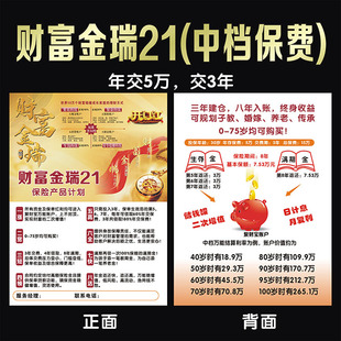平新版安彩页保险财富金瑞2A1彩页宣传单保险广告海洋文化