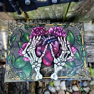 跨境Skull and Nature Hidden KeyBox紫色骷髅心脏钥匙箱首饰木盒