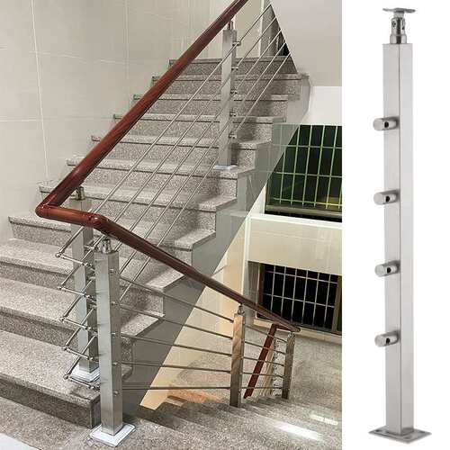 别墅自建房楼梯栏杆扶手学校304不锈钢穿线管立柱阳台楼梯护栏