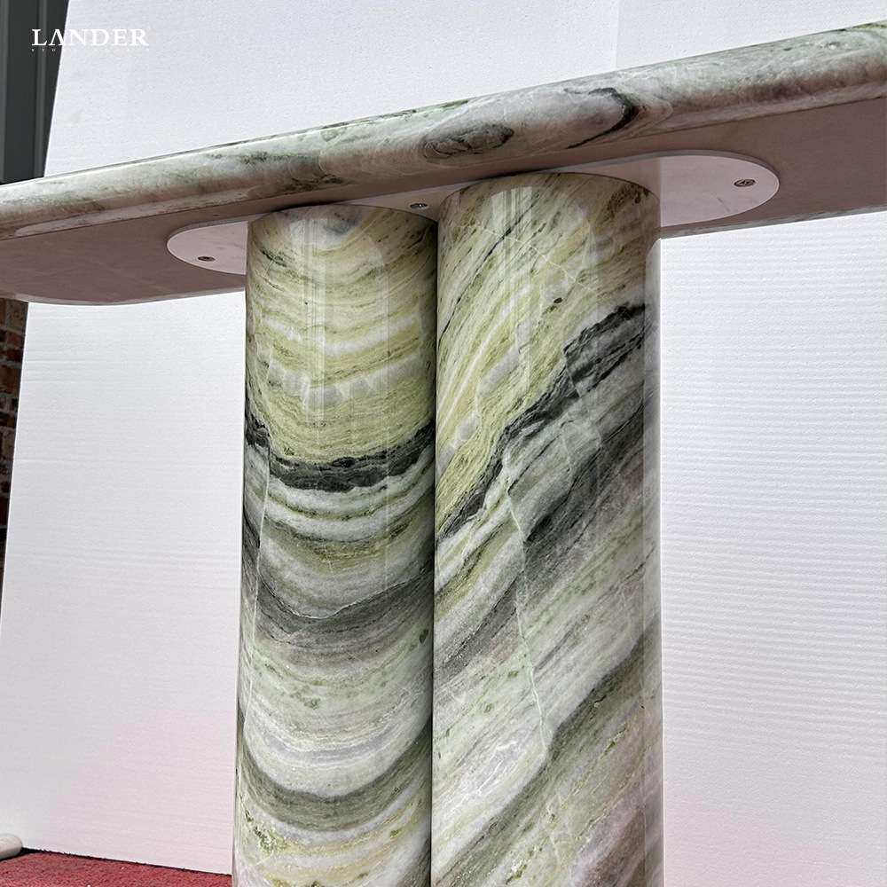 小清晰两头圆绿色系玄关桌复古意式极简简约入户玄关软装搭配家装