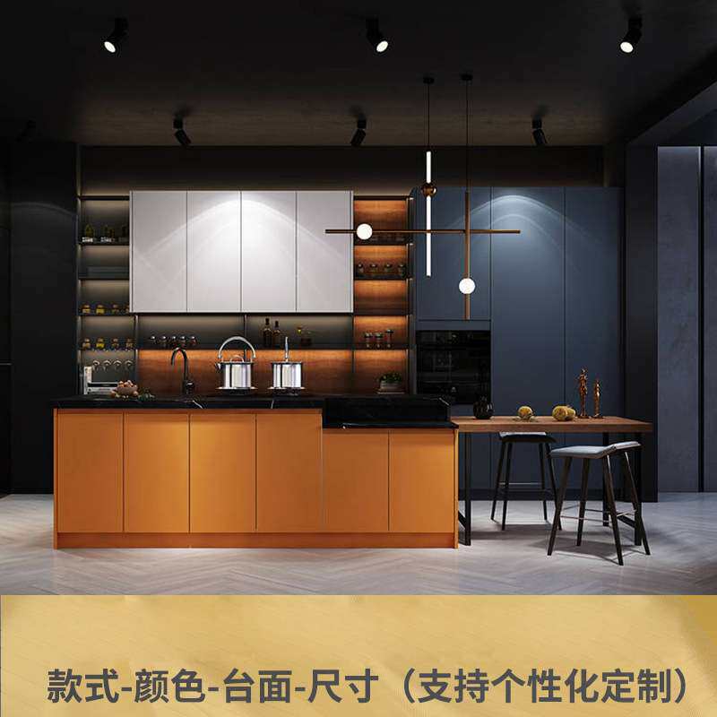 简约厨房储物柜多功能厨房组合柜304不锈钢橱柜家用置物吊柜