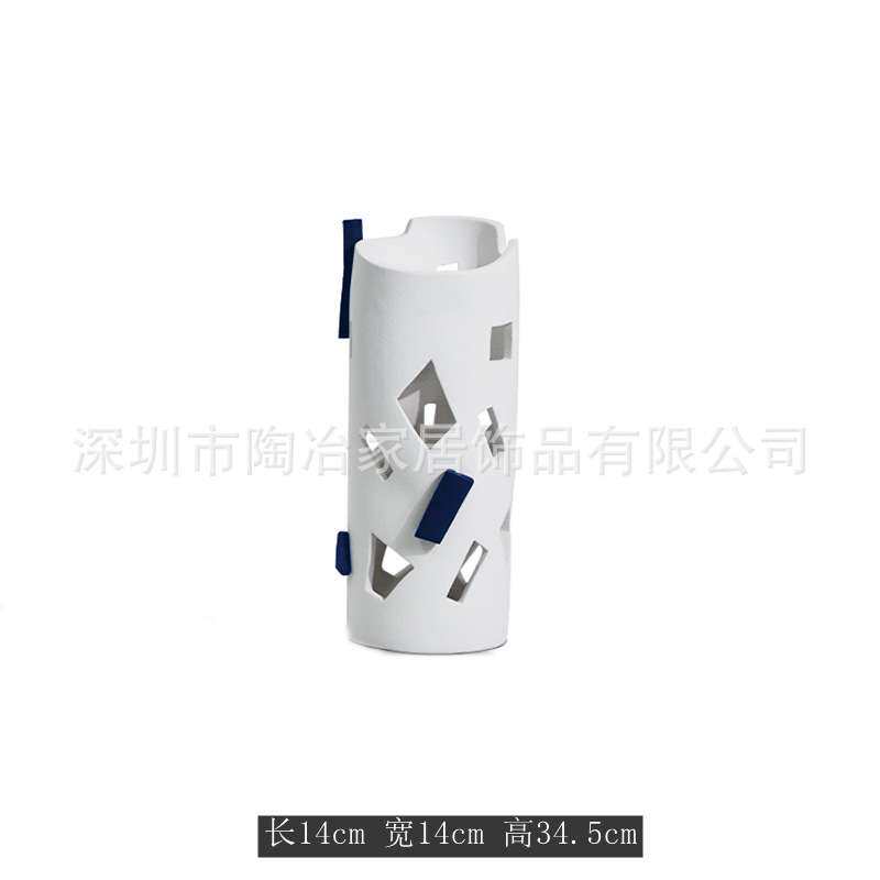 简约现代几何镂空拼接陶瓷花器样板间花瓶工艺品售楼处电视柜摆件