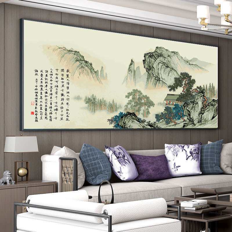 十字绣2023新款客厅大幅望云楼18色简约新中式现代自己绣非成品