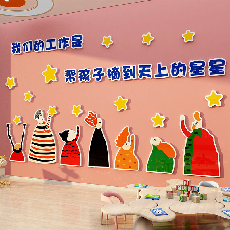 高端幼儿园大f厅形象主题成品教师办公室墙面贴会议文化布置环境