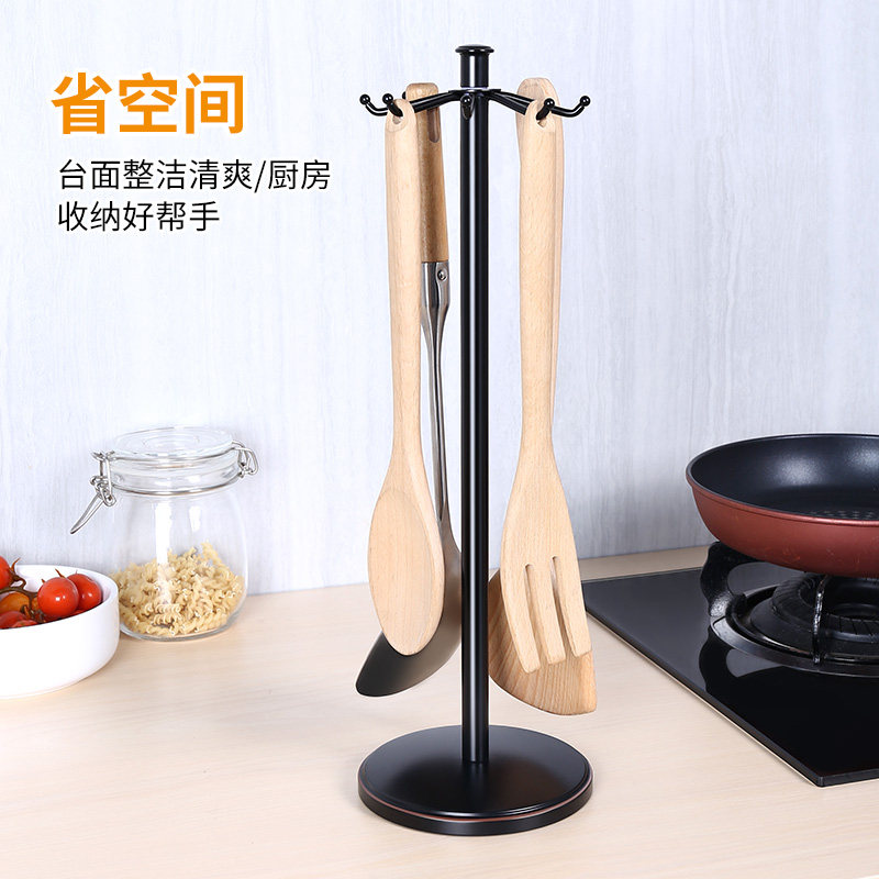 台面可旋a转挂钩架不锈钢多功能收纳锅铲置物架厨房挂勺子铲子挂