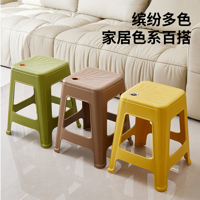 塑料凳子加厚家用餐桌p熟胶凳简约高板凳现代客厅靠背方浴室防滑