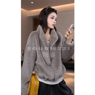 SOURWZZI/所姿100%羊毛简约设计师时尚休闲女士羊毛外套SZ-25632
