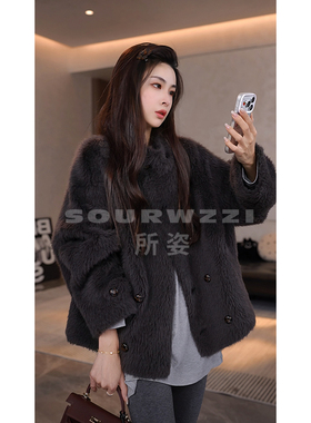 SOURWZZI/所姿新款轻奢羊毛拉绒冬季时尚休闲女士外套SZ-25621