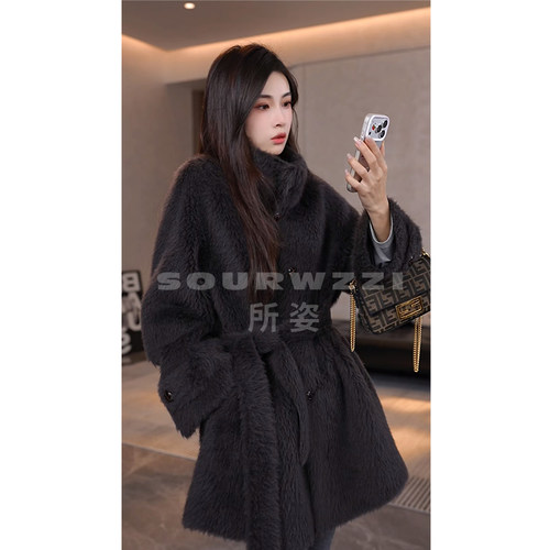 SOURWZZI/所姿新款轻奢羊毛拉绒冬季时尚休闲女士外套SZ-25627