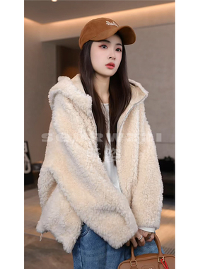 SOURWZZI/所姿100%羊毛连帽冬季简约时尚休闲女士外套SZ-25769