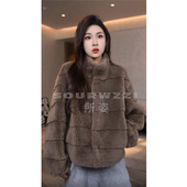 横排立领休闲女士外套SZ SOURWZZI 所姿100%羊毛新款 26312