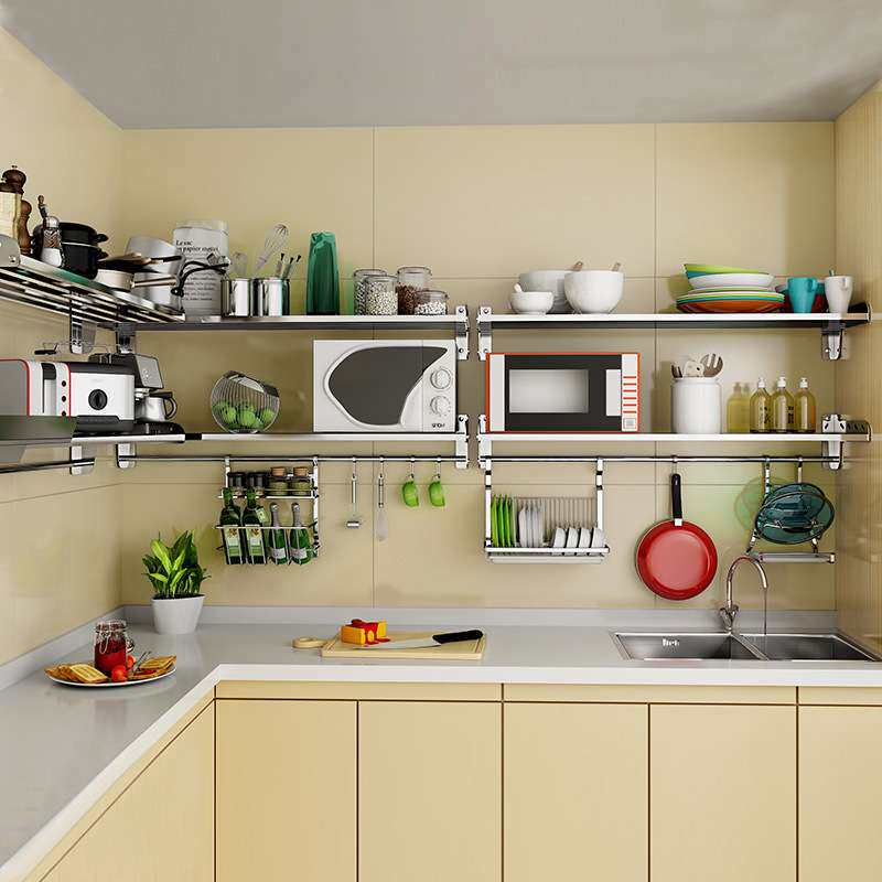 304不锈钢厨房置物架多层壁挂用品挂件调味收纳架子M厨具壁挂式