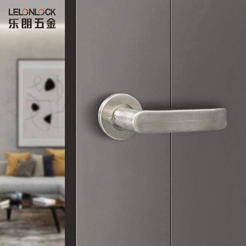 不锈钢304木门把手手柄配件家用卧室分体锁 防盗门拉手室内门配件