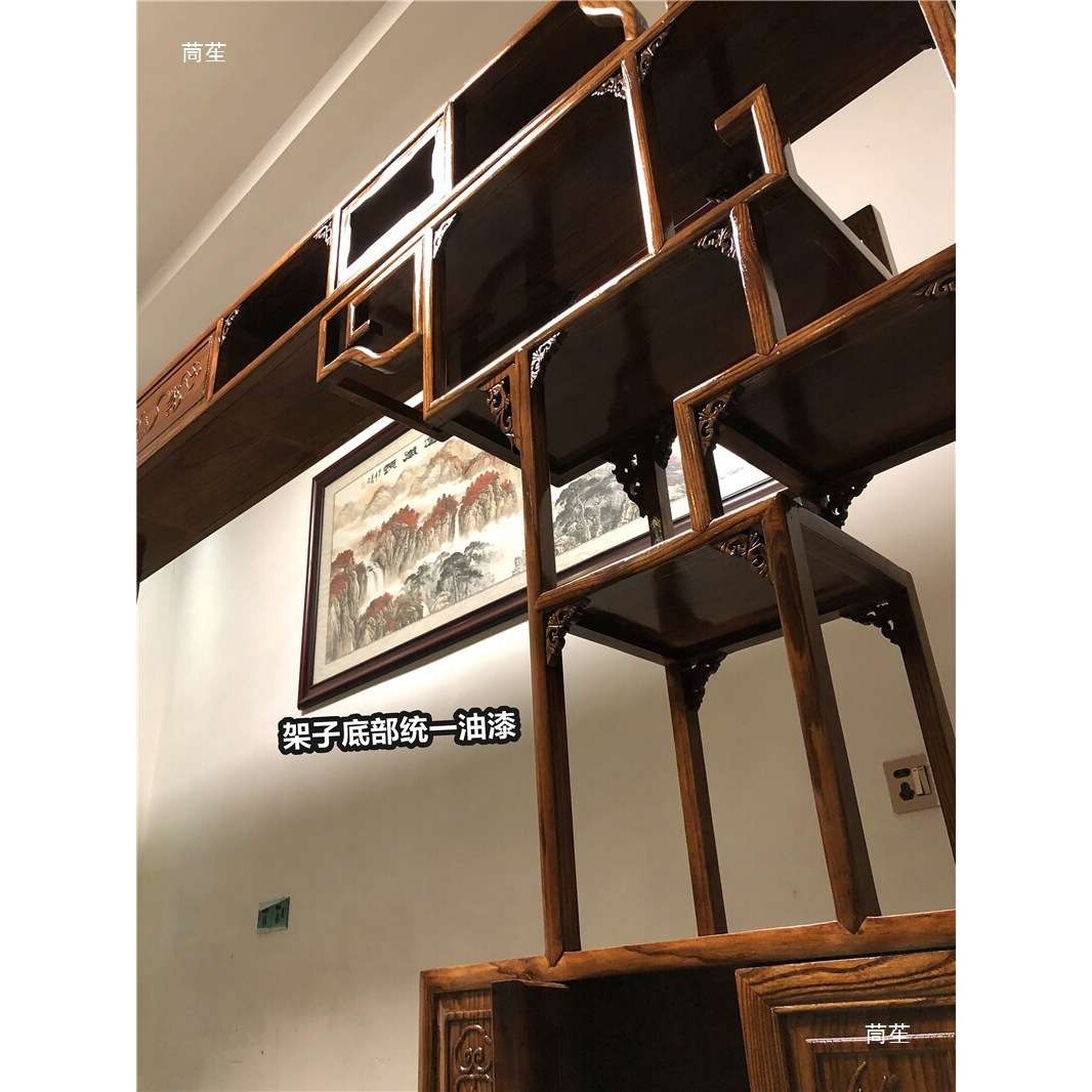 全实木月洞门博古架中式仿古隔断客厅新中式展示柜实木月亮垒德株
