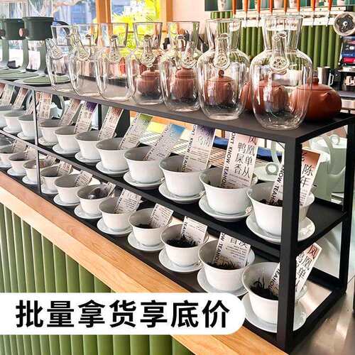 云琳新中式茶饮吧台层架茶馆摆放提梁壶紫砂壶双层摆放架teastone
