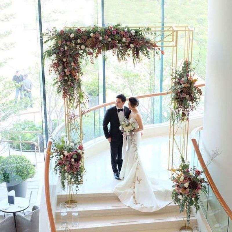 金色架子婚庆桁架方形拱门架子背景装饰圆形花门架子婚庆道具装饰