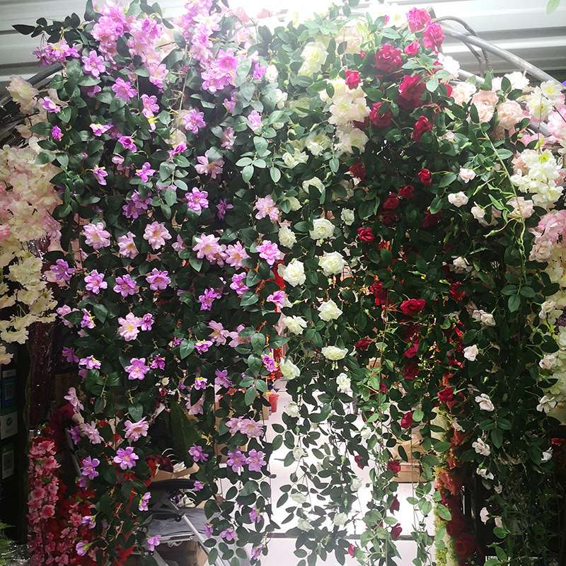 仿真玫瑰花挂家居装饰挂花玫瑰花藤造景蔷薇花藤蔓仿真花绢花