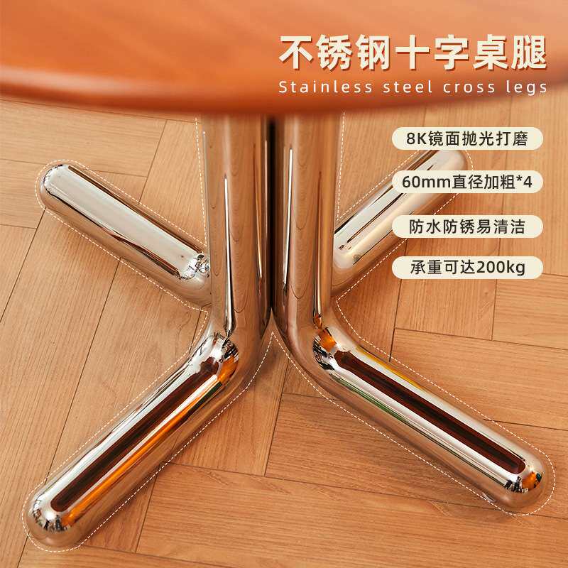 实木餐桌圆形北欧中古饭桌家用网红白蜡木餐桌现代简约小户型圆桌