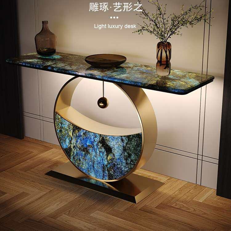 轻奢玄关柜高档客厅大小户型进门玄关入户条案超窄风水金属玄关桌
