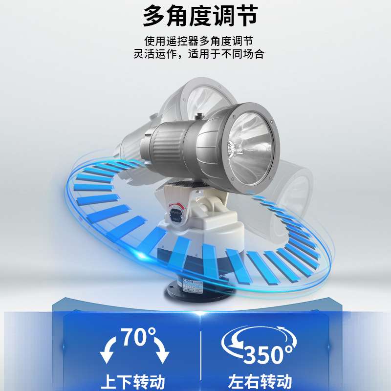 220V自动旋转探照灯远程遥控H3聚光远射户外鱼塘养殖工地巡逻射灯