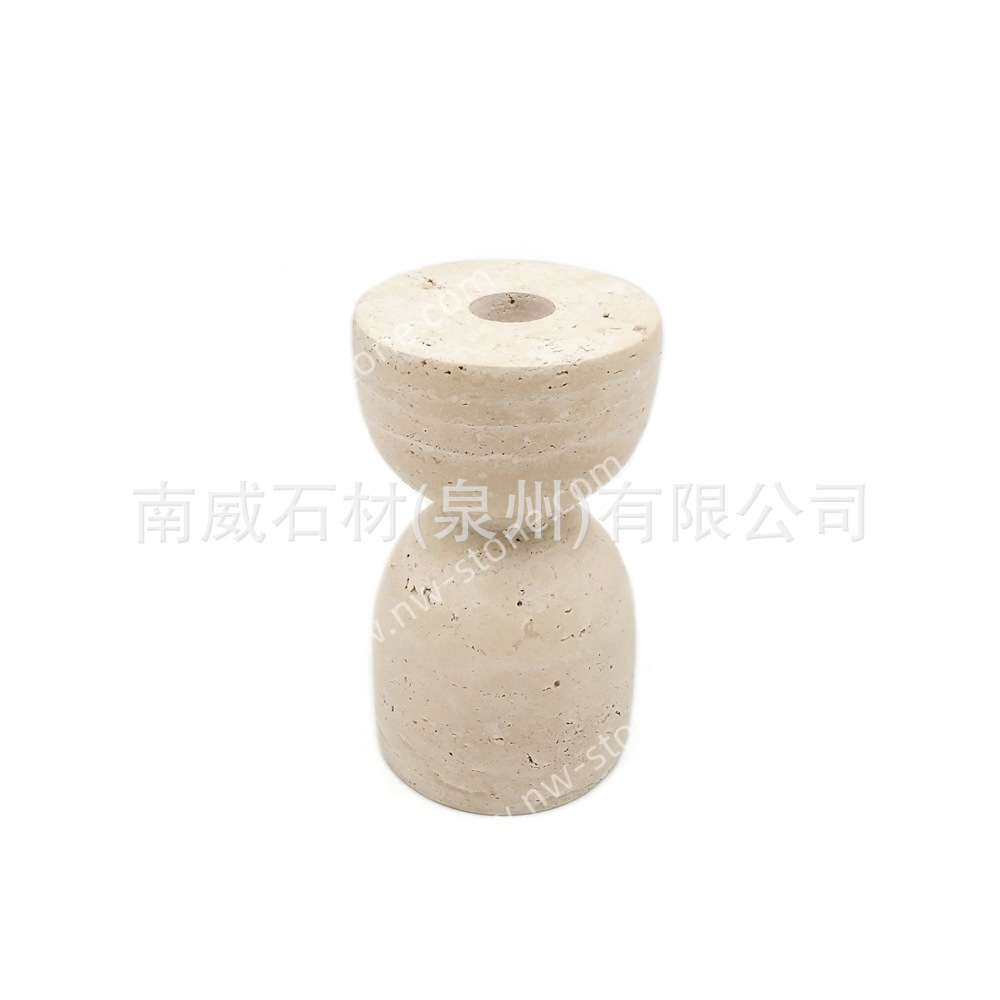 创意天然大理石洞石烛台摆件电视柜茶几餐桌客厅软装饰品蜡烛座