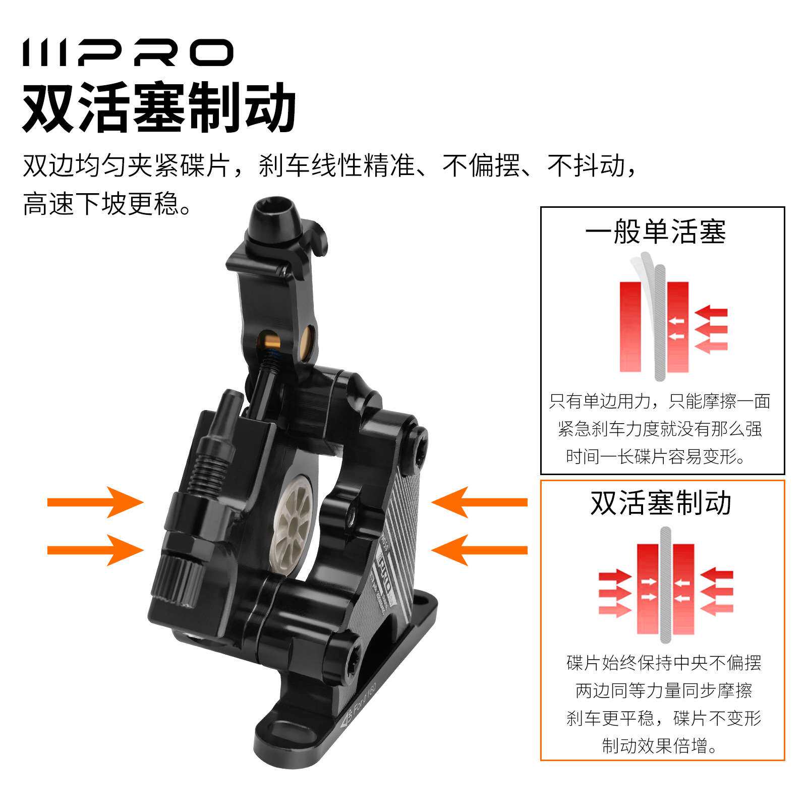 IIIPRO 公路车油压碟刹器 平装式公路夹器双边制动 兼容140/160碟