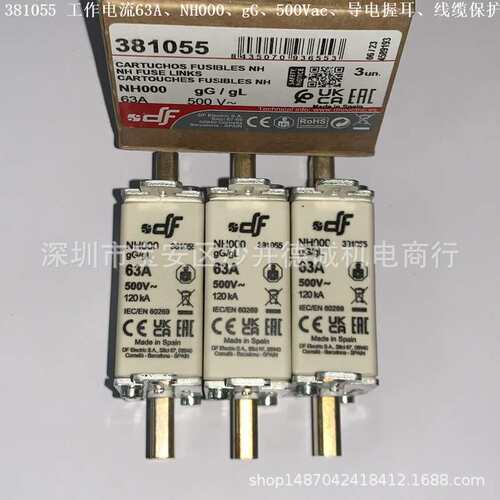 DF ELECTRIC 381055 熔断器 工作电流 63A、gG、NH000、500Vac