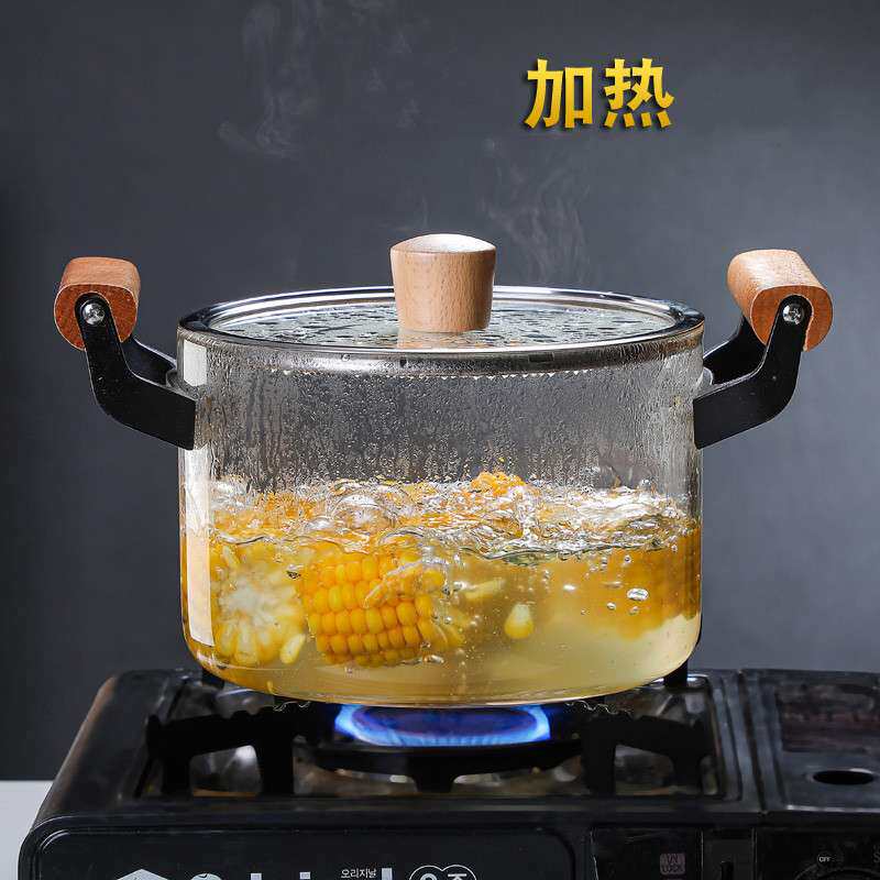 高硼硅玻璃汤锅炖煮锅可电陶炉明火加热玻璃锅煲汤煮面加厚炖煮锅