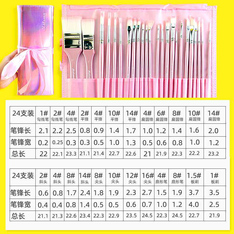 玛琅尼龙24支画画笔美术生专用水彩水粉油画丙烯工具毛笔刷子套装