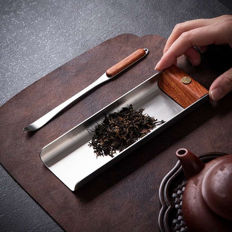 花梨木铜制茶则家用高端茶勺茶艺赏茶荷茶铲茶具配件茶拔醒茶器