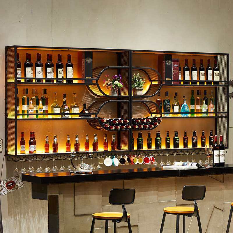 酒吧吧台酒架壁挂带灯红酒柜酒水展示架悬挂式墙上红酒创意置物架,3C数码配件,USB灯,淘宝优惠券,粉丝福利购,淘宝优惠卷