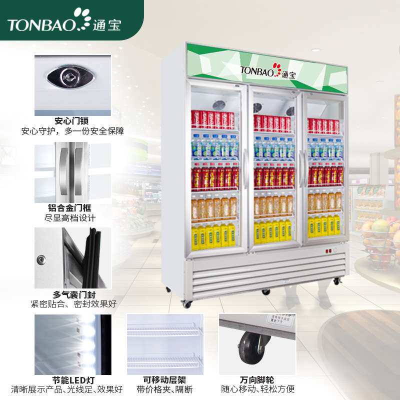 通宝立式展示柜冷藏保鲜风直冷无霜饮料柜双门啤酒冷柜冰柜双开门