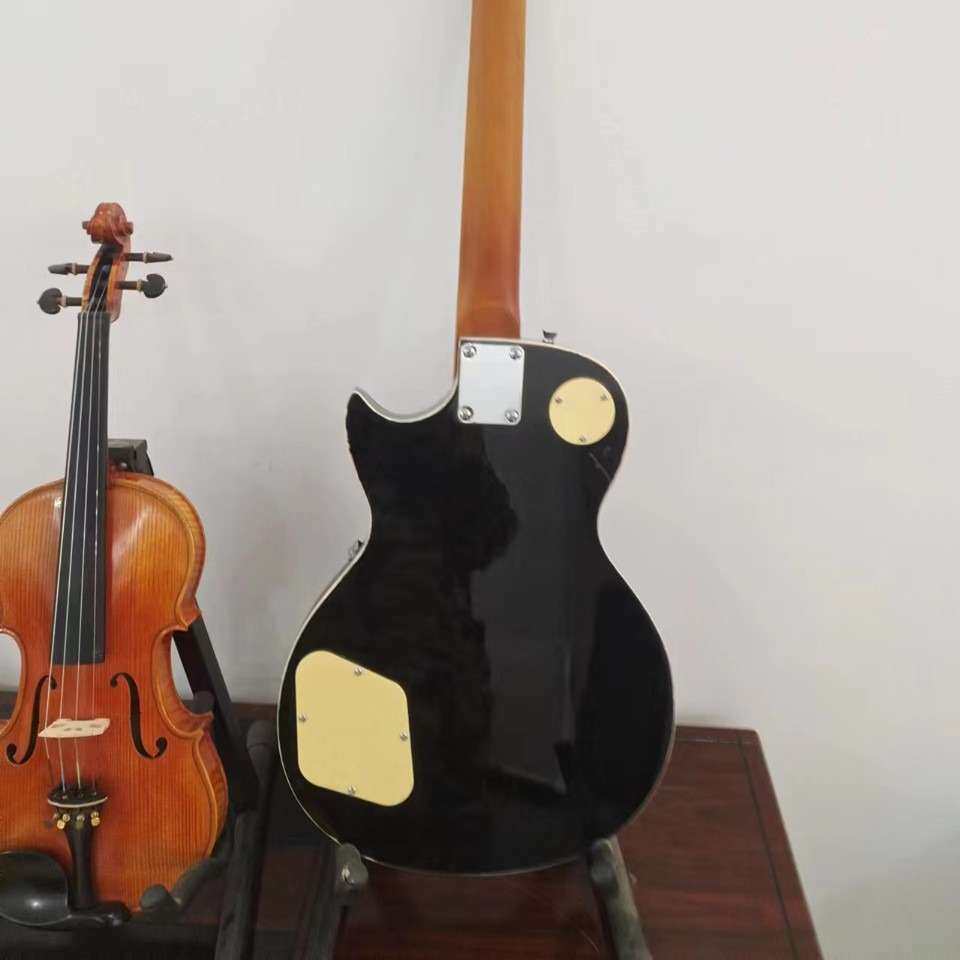 LP电吉他枫木头双双拾音器杨木琴体白品线22品指板雕花枫木乐器