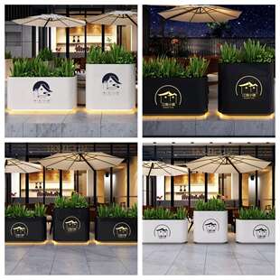 户外不锈钢花箱铁艺花箱庭院发光街道花坛围栏隔断长方形花槽外摆